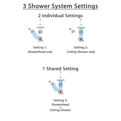 Delta Linden Chrome Shower System with Dual Control Shower Handle, 3-setting Diverter, Large Ceiling Mount Rain Shower Head, and Wall Mount Showerhead SS179485