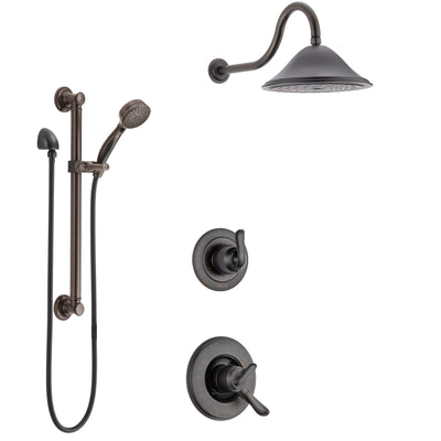 Delta Linden Venetian Bronze Finish Shower System with Dual Control Handle, 3-Setting Diverter, Showerhead, and Hand Shower with Grab Bar SS1794RB6