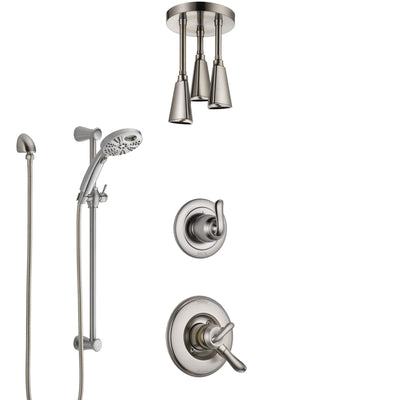 Delta Linden Dual Control Handle Stainless Steel Finish Shower System, Diverter, Ceiling Mount Showerhead, and Temp2O Hand Shower SS1794SS4