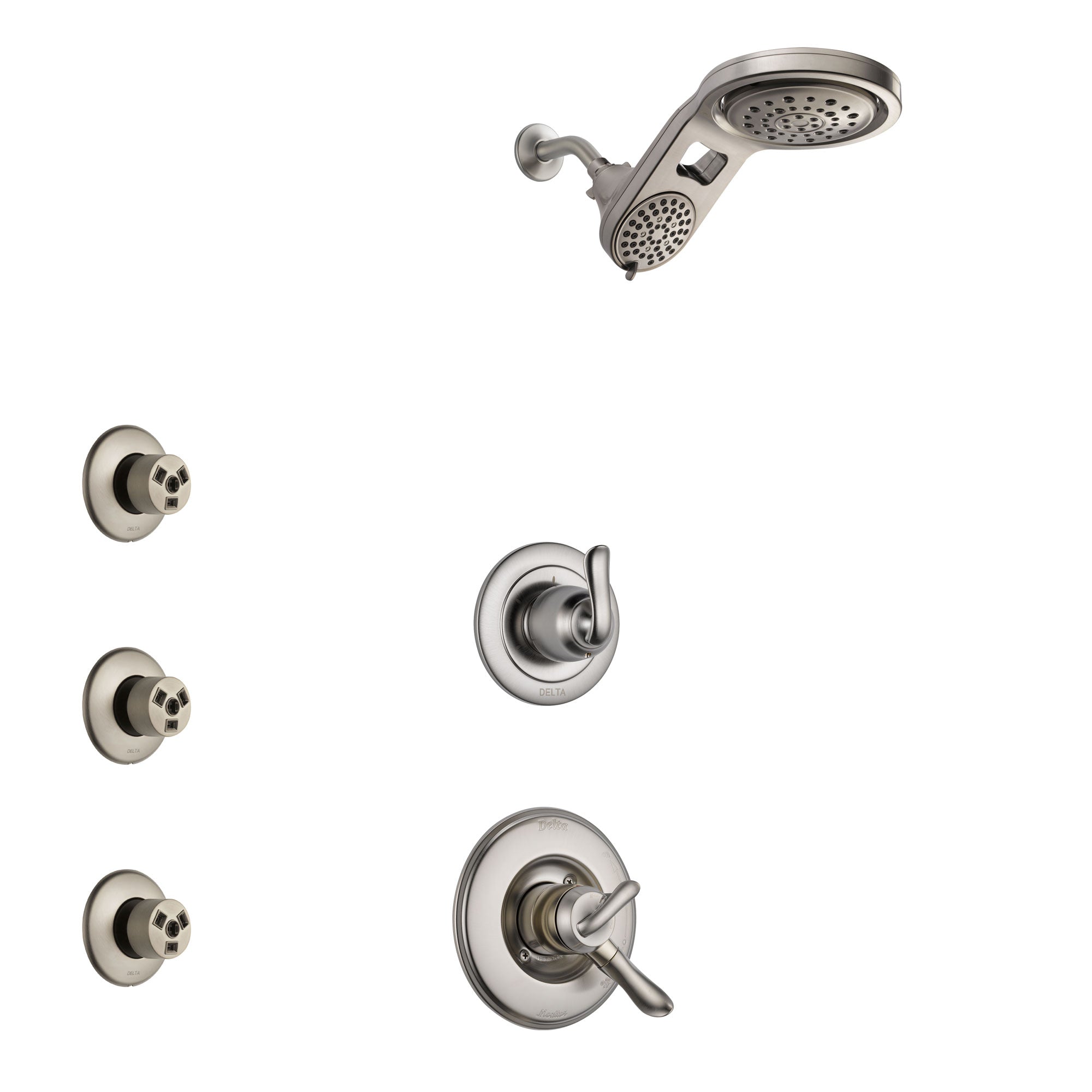 Delta Linden Stainless Steel Finish Shower System with Dual Control Handle, 3-Setting Diverter, Dual Showerhead, and 3 Body Sprays SS1794SS6