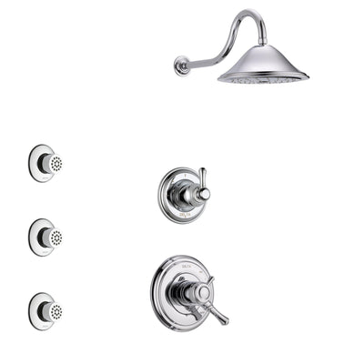 Delta Cassidy Chrome Finish Shower System with Dual Control Handle, 3-Setting Diverter, Showerhead, and 3 Body Sprays SS17977
