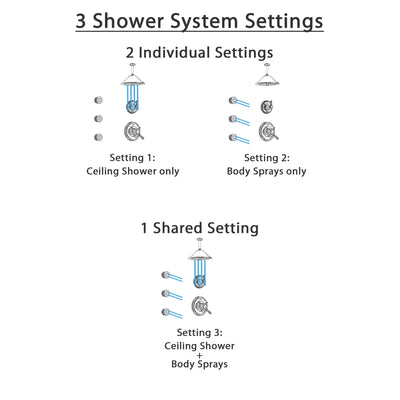 Delta Cassidy Polished Nickel Finish Shower System with Dual Control Handle, 3-Setting Diverter, Ceiling Mount Showerhead, and 3 Body Sprays SS1797PN4