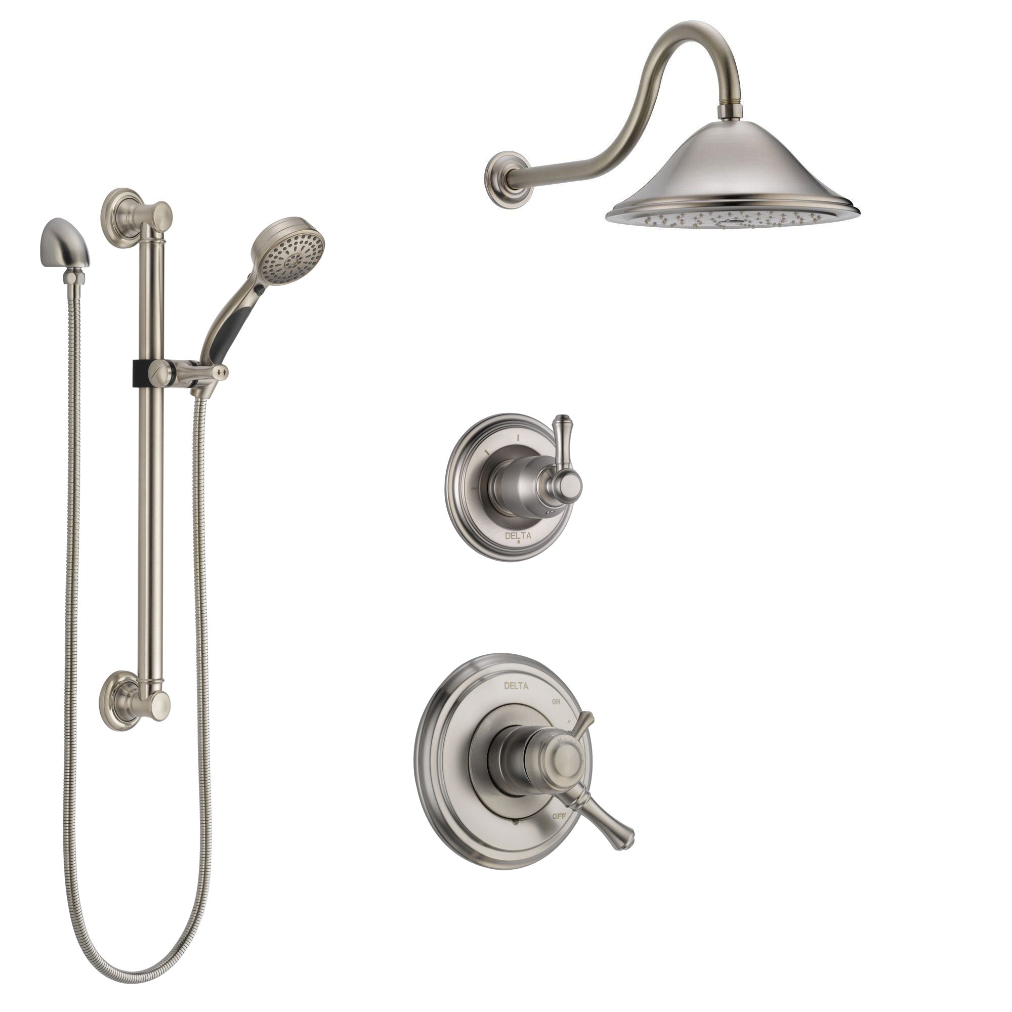 Delta Cassidy Stainless Steel Finish Shower System with Dual Control H ...