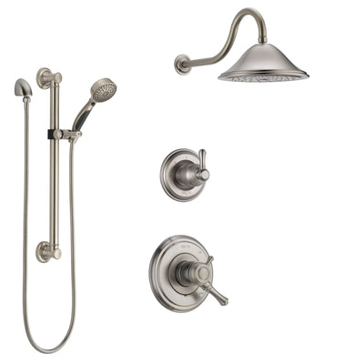 Delta Cassidy Stainless Steel Finish Shower System with Dual Control Handle, 3-Setting Diverter, Showerhead, and Hand Shower with Grab Bar SS1797SS1