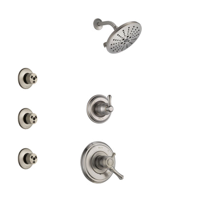 Delta Cassidy Stainless Steel Finish Shower System with Dual Control Handle, 3-Setting Diverter, Showerhead, and 3 Body Sprays SS1797SS8