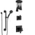 Delta Pivotal Matte Black Finish Dual Control Shower System with Triple Pendant Ceiling Mount Showerhead and Hand Sprayer with Grab Bar SS17993BL10