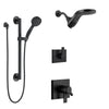 Delta Pivotal Matte Black Finish Shower System and Diverter with Dual Showerhead HydroRain Fixture and Hand Shower with Grab Bar SS17993BL12