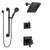 Delta Pivotal Matte Black Finish Shower System with Diverter, Modern Square Multi-Setting Showerhead, and Hand Sprayer with Grab Bar SS17993BL5