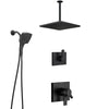 Delta Pivotal Matte Black Finish Modern Shower System with Large Ceiling Mount Showerhead, Diverter, and In2ition Hand Shower Fixture SS17993BL9