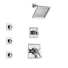 Delta Dryden Chrome Finish Shower System with Dual Thermostatic Control Handle, 3-Setting Diverter, Showerhead, and 3 Body Sprays SS17T25112