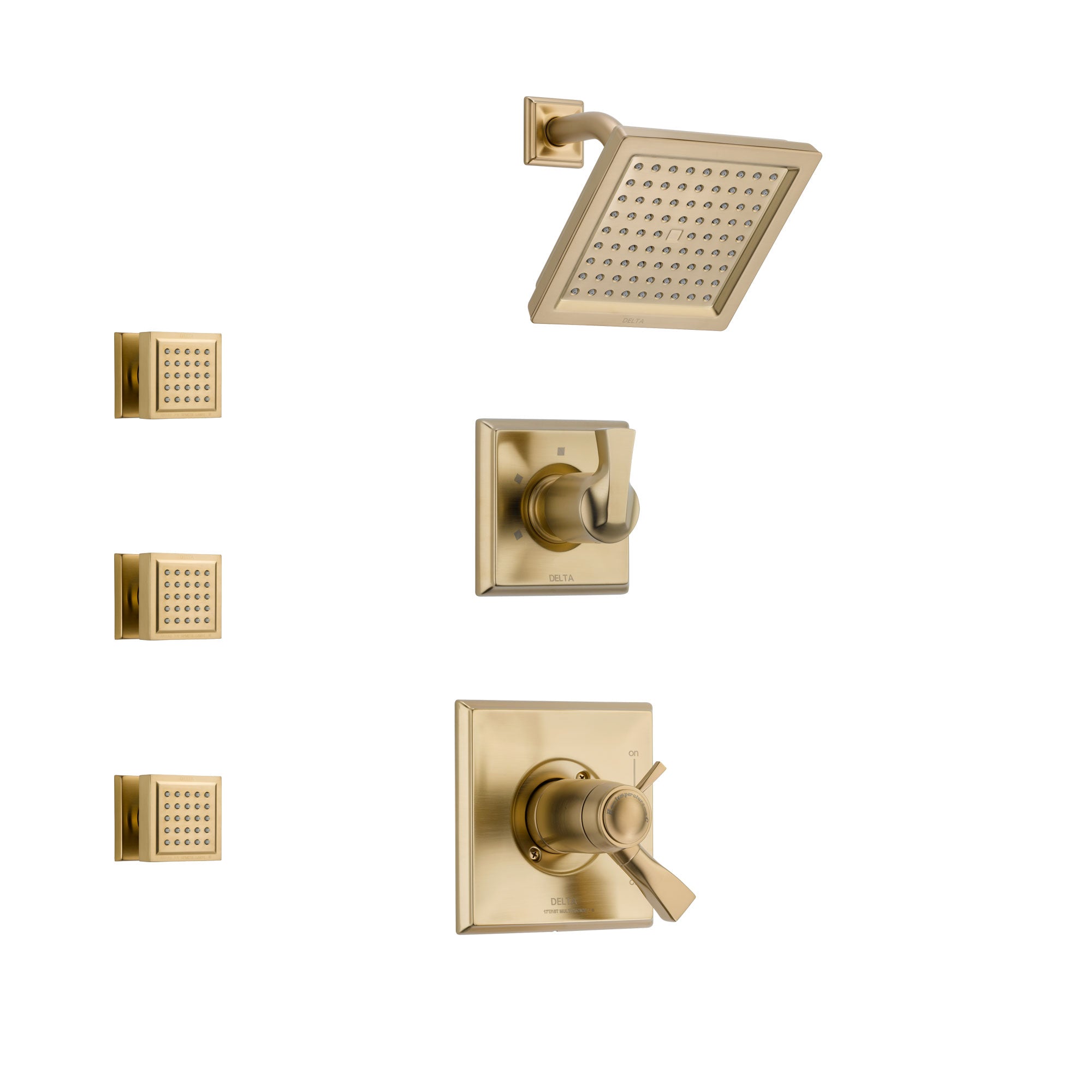 Delta Dryden Champagne Bronze Shower System with Dual Thermostatic Control Handle, 3-Setting Diverter, Showerhead, and 3 Body Sprays SS17T2511CZ1