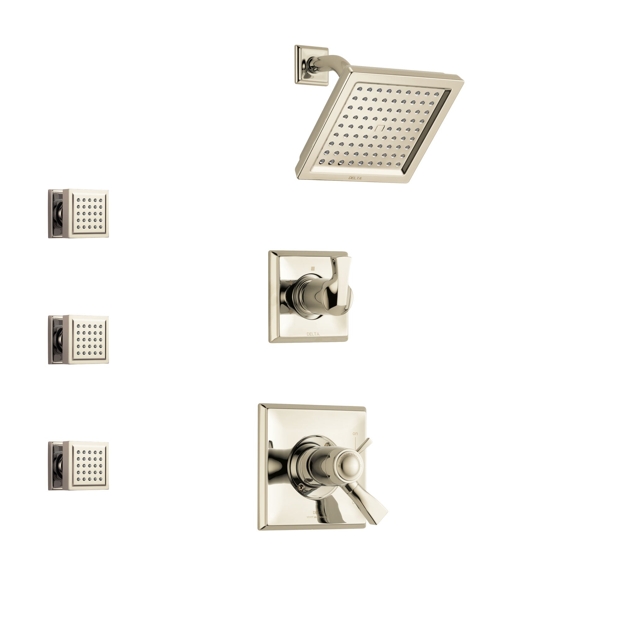 Delta Dryden Polished Nickel Shower System with Dual Thermostatic Control Handle, 3-Setting Diverter, Showerhead, and 3 Body Sprays SS17T2511PN1