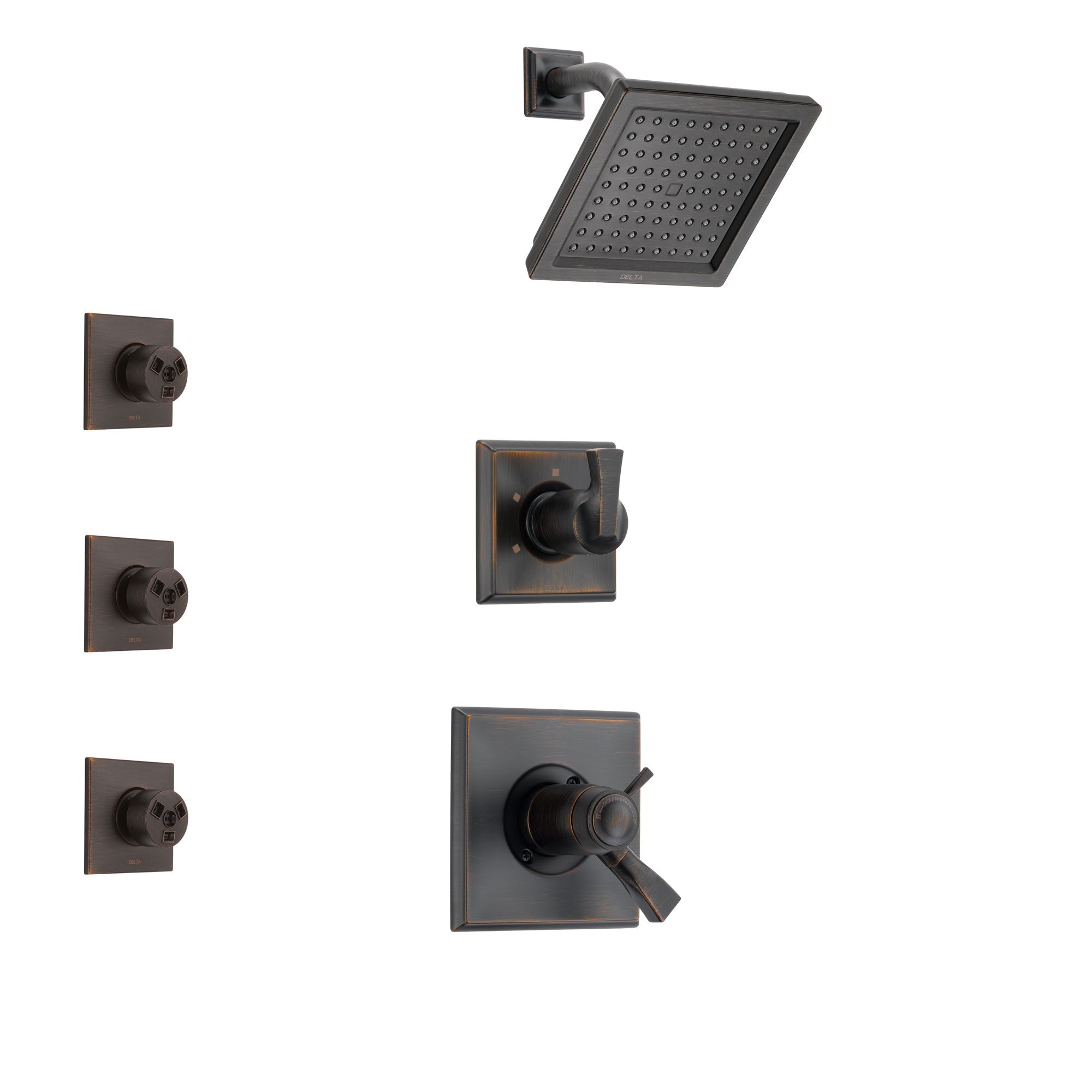 Delta Dryden Venetian Bronze Shower System with Dual Thermostatic Control Handle, 3-Setting Diverter, Showerhead, and 3 Body Sprays SS17T2511RB1