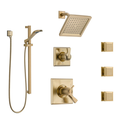 Delta Dryden Champagne Bronze Shower System with Dual Thermostatic Control, Diverter, Showerhead, 3 Body Sprays, and Hand Shower SS17T2512CZ2