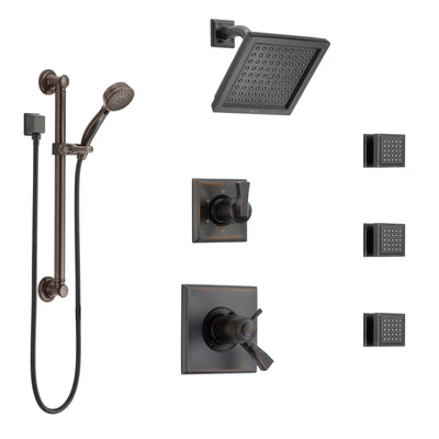 Delta Dryden Venetian Bronze Shower System with Dual Thermostatic Control, Diverter, Showerhead, 3 Body Sprays, and Grab Bar Hand Shower SS17T2512RB1