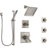 Delta Dryden Dual Thermostatic Control Stainless Steel Finish Shower System, Diverter, Showerhead, 3 Body Sprays, and Hand Shower SS17T2512SS3