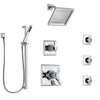 Delta Dryden Chrome Shower System with Dual Thermostatic Control Handle, 6-Setting Diverter, Showerhead, 3 Body Sprays, and Hand Shower SS17T25134