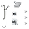 Delta Dryden Chrome Shower System with Dual Thermostatic Control, Diverter, Showerhead, 3 Body Sprays, and Hand Shower with Grab Bar SS17T25142