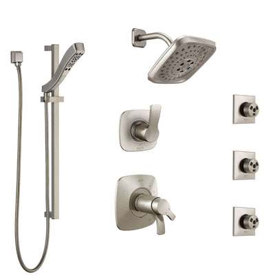 Delta Tesla Dual Thermostatic Control Stainless Steel Finish Shower System, Diverter, Showerhead, 3 Body Sprays, and Hand Shower SS17T2521SS4