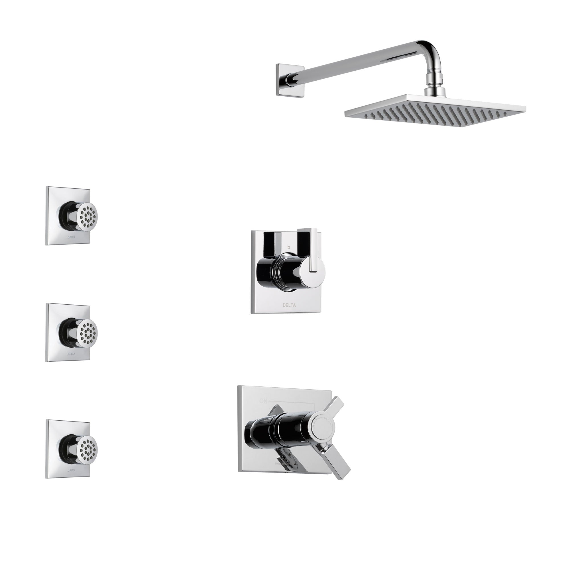 Delta Vero Chrome Finish Shower System with Dual Thermostatic Control Handle, 3-Setting Diverter, Showerhead, and 3 Body Sprays SS17T25311