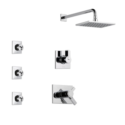 Delta Vero Chrome Finish Shower System with Dual Thermostatic Control Handle, 3-Setting Diverter, Showerhead, and 3 Body Sprays SS17T25312