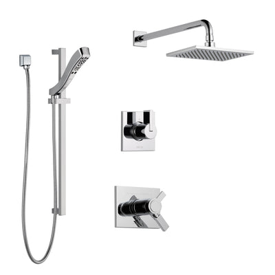 Delta Vero Chrome Finish Shower System with Dual Thermostatic Control Handle, 3-Setting Diverter, Showerhead, and Hand Shower with Slidebar SS17T25314
