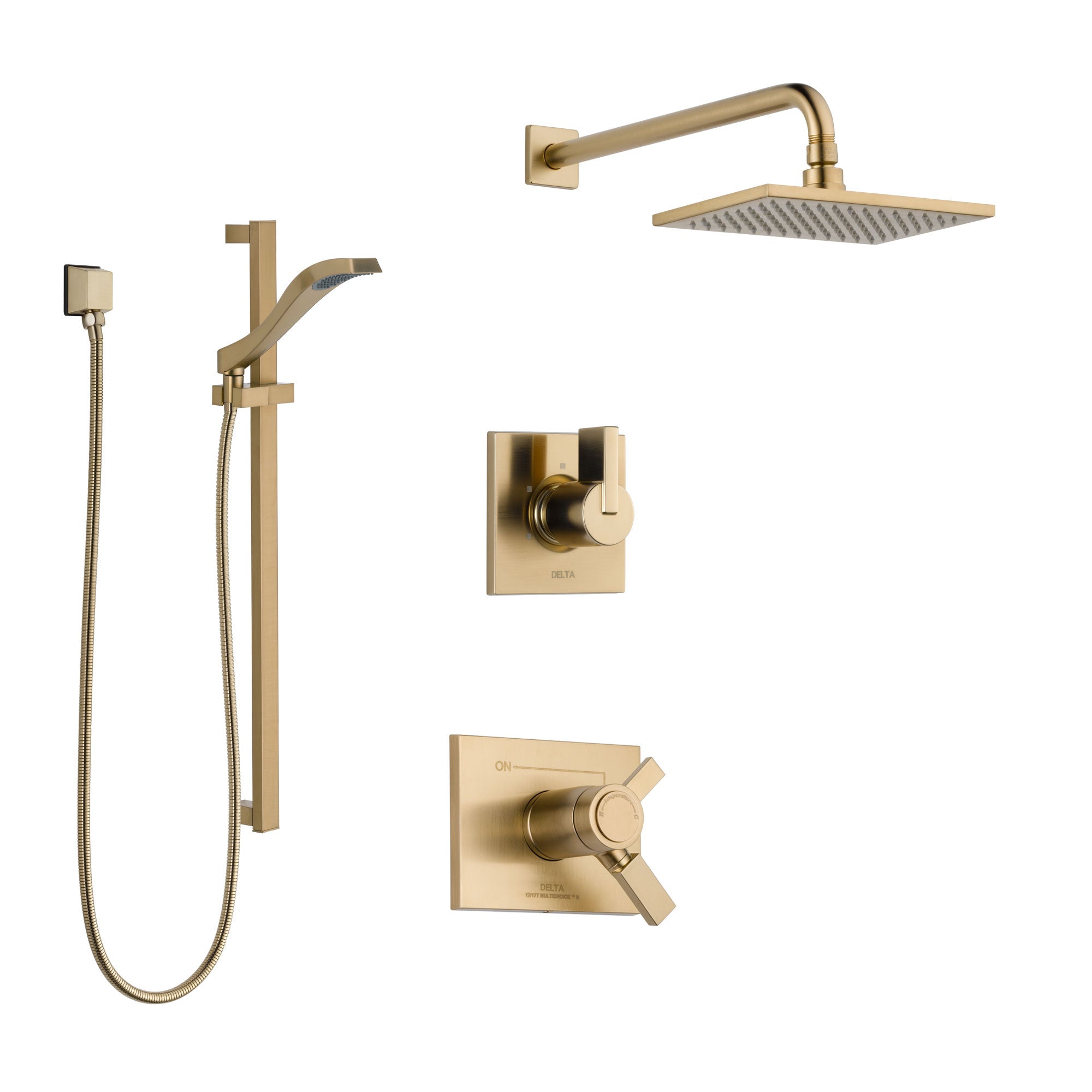 Delta Vero Champagne Bronze Shower System with Dual Thermostatic Control Handle, Diverter, Showerhead, and Hand Shower with Slidebar SS17T2531CZ2