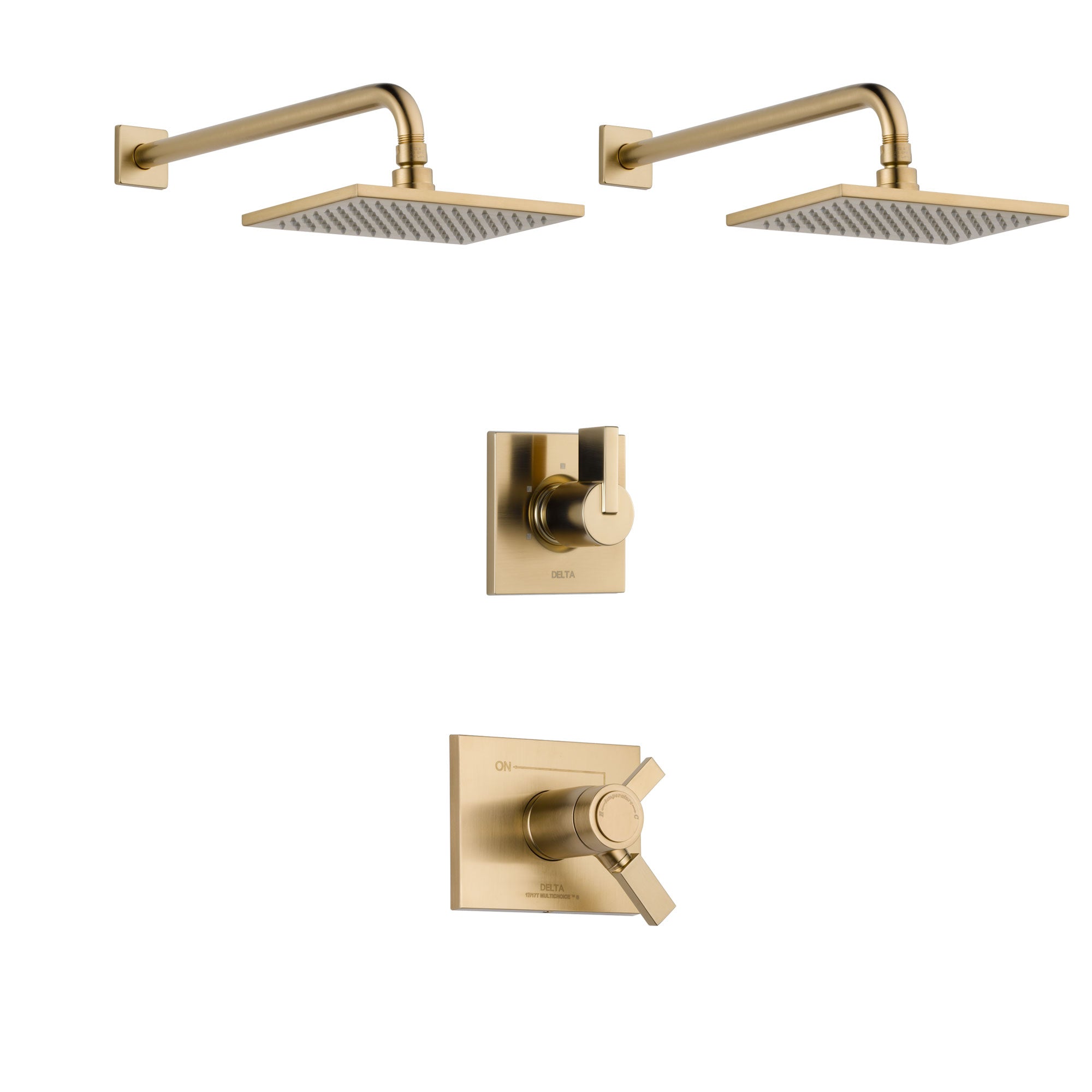 Delta Vero Champagne Bronze Finish Shower System with Dual Thermostatic Control Handle, 3-Setting Diverter, 2 Showerheads SS17T2531CZ4
