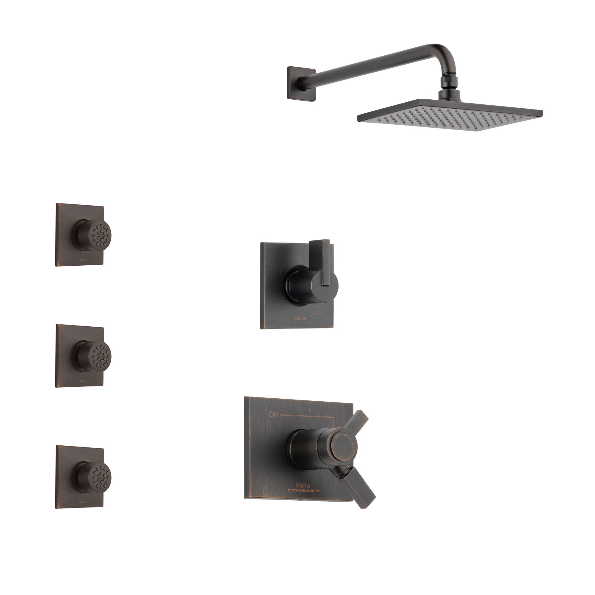 Delta Vero Venetian Bronze Finish Shower System with Dual Thermostatic Control Handle, 3-Setting Diverter, Showerhead, and 3 Body Sprays SS17T2531RB2