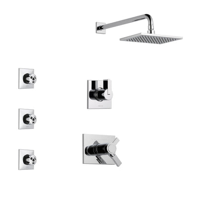 Delta Vero Chrome Finish Shower System with Dual Thermostatic Control Handle, 3-Setting Diverter, Showerhead, and 3 Body Sprays SS17T25322