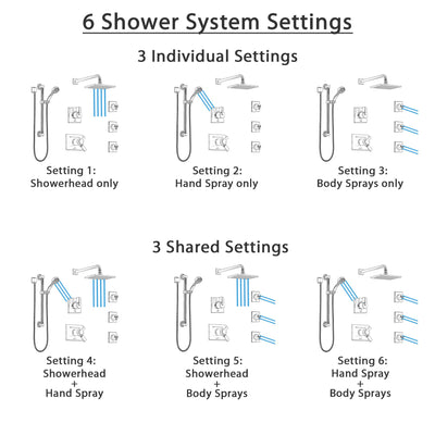 Delta Vero Dual Thermostatic Control Stainless Steel Finish Shower System, Diverter, Showerhead, 3 Body Sprays, and Grab Bar Hand Shower SS17T2532SS1