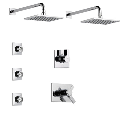 Delta Vero Chrome Finish Shower System with Dual Thermostatic Control Handle, 6-Setting Diverter, 2 Showerheads, 3 Body Sprays SS17T25334