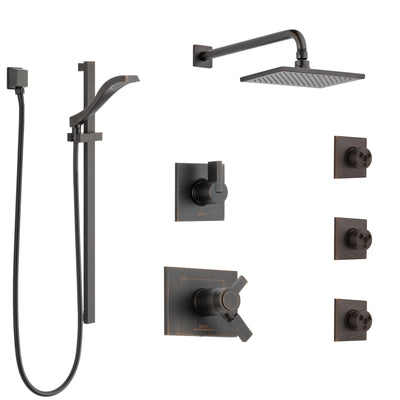 Delta Vero Venetian Bronze Shower System with Dual Thermostatic Control, 6-Setting Diverter, Showerhead, 3 Body Sprays, and Hand Shower SS17T2534RB4