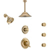 Delta Victorian Dual Thermostatic Control Champagne Bronze Shower System, Diverter, Showerhead, Ceiling Showerhead, and 3 Body Sprays SS17T2551CZ3