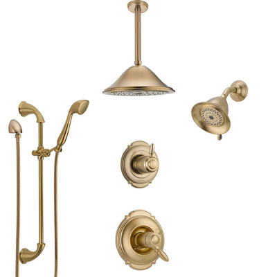 Delta Victorian Champagne Bronze Shower System with Dual Thermostatic Control, Diverter, Showerhead, Ceiling Showerhead, and Hand Shower SS17T2551CZ4
