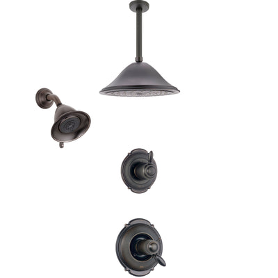 Delta Victorian Venetian Bronze Shower System with Dual Thermostatic Control Handle, Diverter, Showerhead, and Ceiling Mount Showerhead SS17T2551RB6