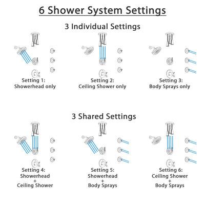 Delta Trinsic Dual Thermostatic Control Stainless Steel Finish Shower System, Diverter, Showerhead, Ceiling Showerhead, and 3 Body Sprays SS17T2591SS6