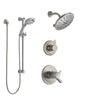 Delta Compel Dual Thermostatic Control Stainless Steel Finish Shower System, Diverter, Showerhead, and Temp2O Hand Shower with Slidebar SS17T2611SS4