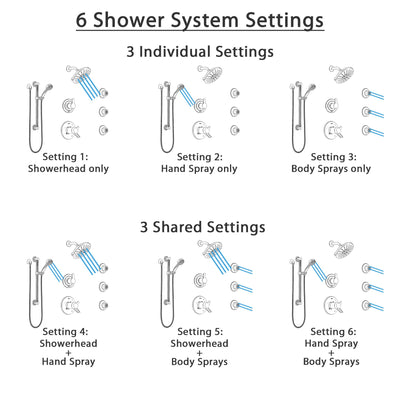 Delta Compel Dual Thermostatic Control Stainless Steel Finish Shower System, Diverter, Showerhead, 3 Body Sprays, and Grab Bar Hand Spray SS17T2612SS2