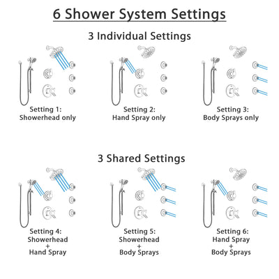 Delta Compel Dual Thermostatic Control Stainless Steel Finish Shower System, Diverter, Showerhead, 3 Body Sprays, and Hand Shower SS17T2612SS4