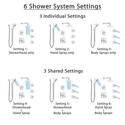 Delta Ara Dual Thermostatic Control Stainless Steel Finish Shower System, 6-Setting Diverter, Showerhead, 3 Body Sprays, and Hand Shower SS17T2671SS6