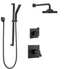 Delta Ara Matte Black Finish Thermostatic 17T Shower System with Diverter, Wall Mount Showerhead, and Hand Shower with Slide Bar SS17T2673BL2