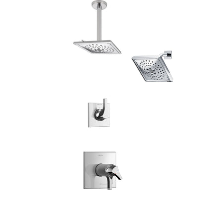 Delta Zura Chrome Finish Shower System with Dual Thermostatic Control Handle, 3-Setting Diverter, Showerhead, and Ceiling Mount Showerhead SS17T27413