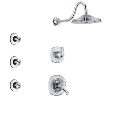 Delta Addison Chrome Finish Shower System with Dual Thermostatic Control Handle, 3-Setting Diverter, Showerhead, and 3 Body Sprays SS17T29212