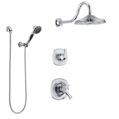 Delta Addison Chrome Finish Shower System with Dual Thermostatic Control Handle, Diverter, Showerhead, and Hand Shower with Wall Bracket SS17T29216