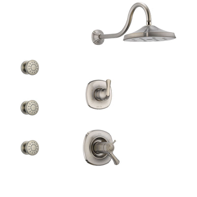 Delta Addison Dual Thermostatic Control Handle Stainless Steel Finish Shower System, 3-Setting Diverter, Showerhead, and 3 Body Sprays SS17T2921SS1