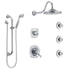 Delta Addison Chrome Shower System with Dual Thermostatic Control Handle, 6-Setting Diverter, Showerhead, 3 Body Sprays, and Hand Shower SS17T29224