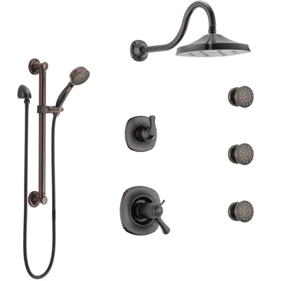 Delta Addison Venetian Bronze Shower System with Dual Thermostatic Control, Diverter, Showerhead, 3 Body Sprays, and Grab Bar Hand Shower SS17T2922RB1