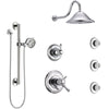 Delta Cassidy Chrome Shower System with Dual Thermostatic Control, Diverter, Showerhead, 3 Body Sprays, and Hand Shower with Grab Bar SS17T29715