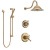 Delta Cassidy Champagne Bronze Shower System with Dual Thermostatic Control Handle, Diverter, Showerhead, and Hand Shower with Slidebar SS17T2971CZ2